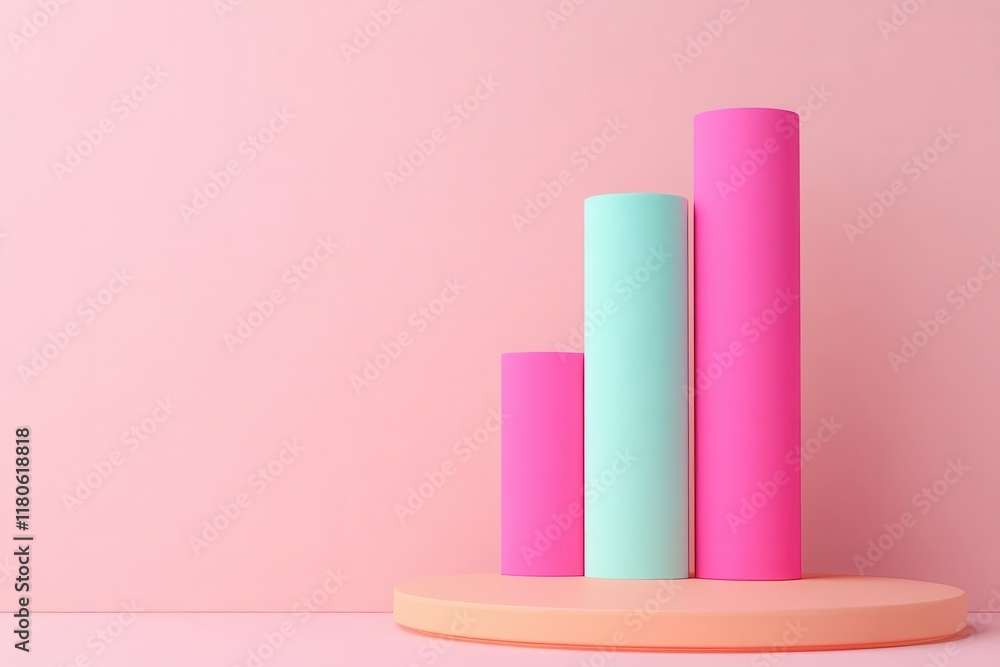 Poster financial risk overview flat design front view data analytics theme 3d render colored pastel