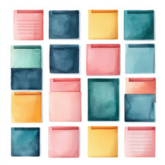 Fototapeta premium Colorful sticky notes arranged in grid pattern on white background isolated design on white background