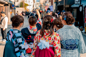 Young asian woman wearing kimono. Japanese traditional clothes, Kimono is a Japanese traditional garment."kimono"