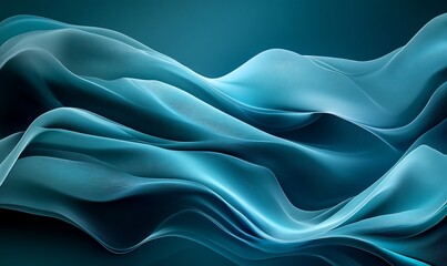 Obraz premium Abstract teal waves flow, dark background; design element