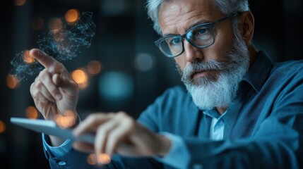 Business professionals engaged in a collaborative digital discussion