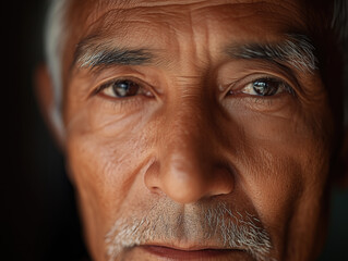 Obraz premium Capturing the Wisdom of Age: A Portrait of an Elderly Man Whose Weathered Features and Expressive Eyes Tell the Story of a Life Rich in Experience and Resilience