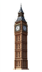 Big Ben in the UK with a white background
