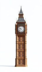 Big Ben in the UK with a white background