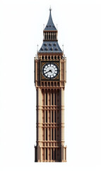 Big Ben in the UK with a white background