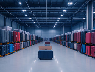 Fototapeta premium Massive Luggage Warehouse Brimming with Suitcases