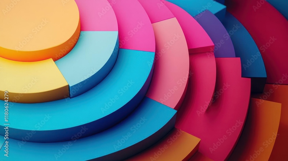 Poster a vibrant arrangement of colorful, concentric circular shapes creates a visually striking pattern th