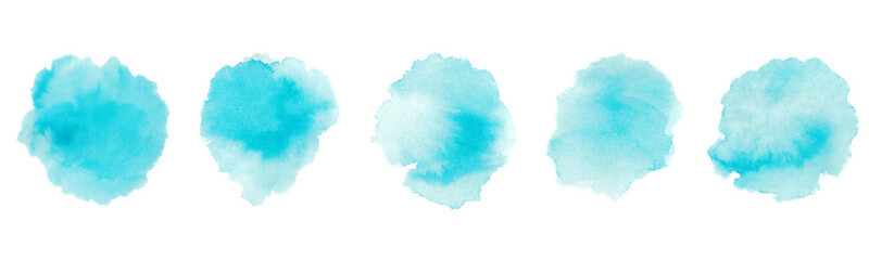 透明水彩のにじみのイラスト素材セット　水　筆　にじみ © gelatin