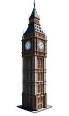 Big Ben in the UK with a white background