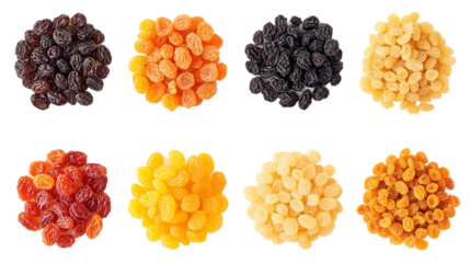 Assortment of colorful honeycomb candies in vibrant shades isolated on transparent background