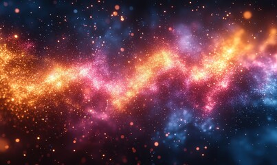 Fototapeta premium Sparkling, colorful nebula; cosmic dust swirls.