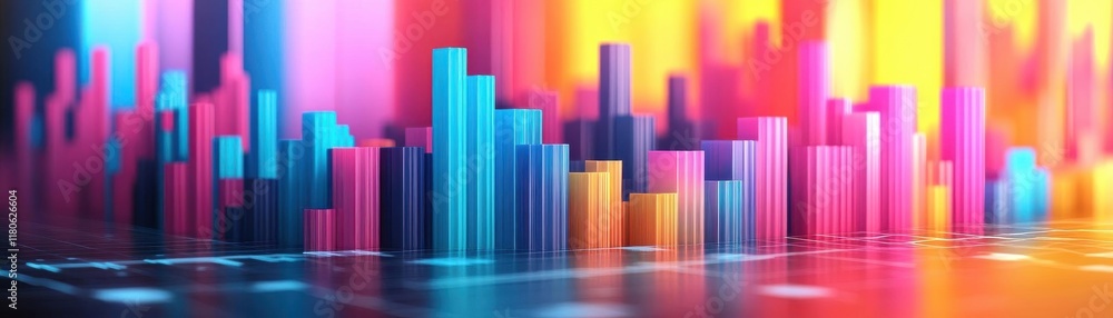 Poster market trends chart flat design front view volatility and finance theme 3d render triadic color sche