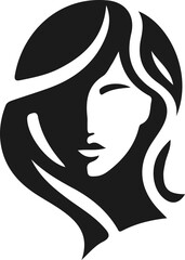 sketch silhouette icon logo symbol face of modern woman with long hair as a symbol of beauty
