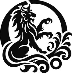 vintage classic mythological animal symbol logo icon silhouette sketch with traditional ethnic