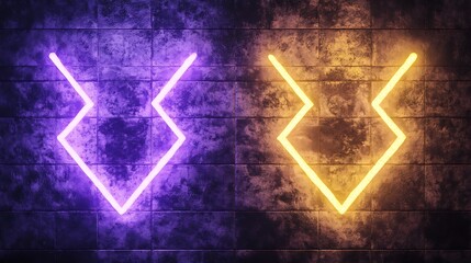 Neon Zigzag Lights on a Brick Wall
