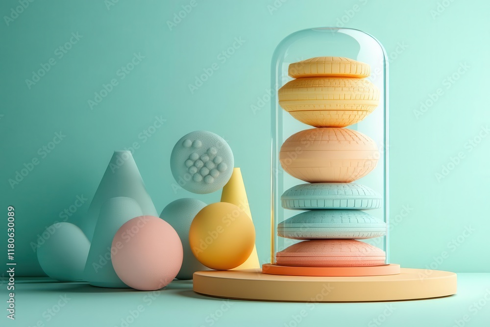 Poster quantitative predictions overview flat design front view risk theme 3d render colored pastel