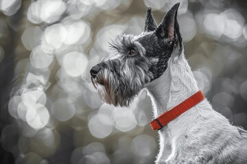 Majestic Schnauzer Dog Portrait with Bokeh Background