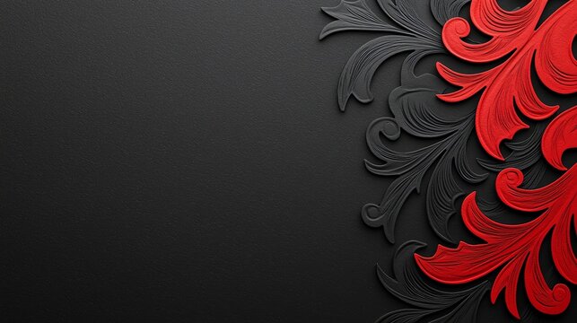 Professional Valentine s Event Invitation  A formal card in black and crimson with subtle heart flourishes Isolated on white background