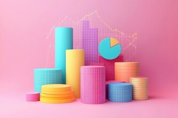 Risk modeling chart flat design front view asset allocation and returns theme 3D render triadic color scheme