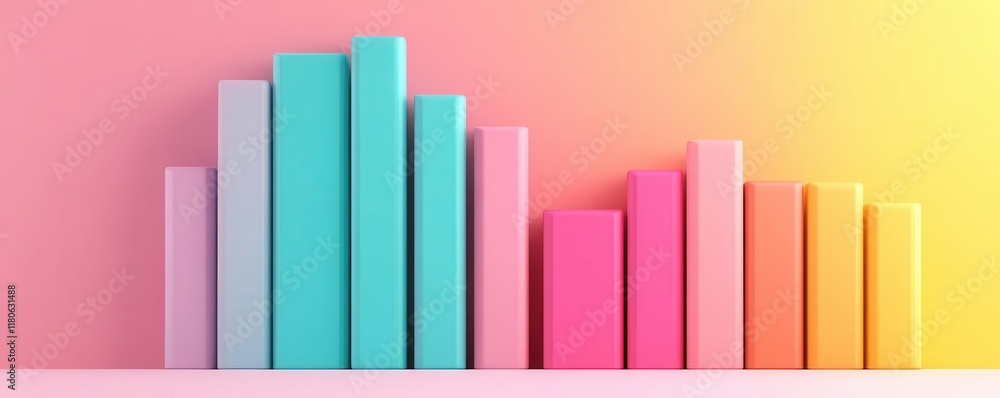Aufkleber a colorful bar graph against a gradient background, illustrating data trends with varying heights an