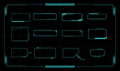 Sci-fi futuristic hud dashboard display virtual reality technology screen. Futuristic User Interface set. Statistics, data information infographic. Vector Illustration.