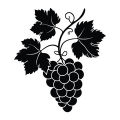 Silhouette vector icon of Grapes vine, black, vector illustrations