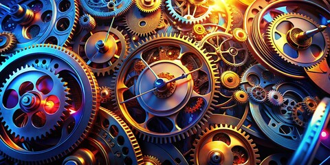Intricate Clockwork Animation, Time Symphony, Gears in Motion