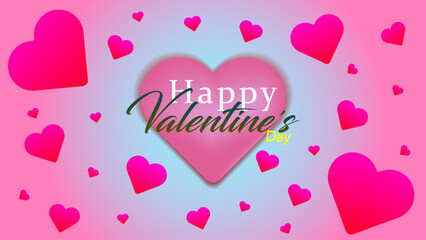 Creative Happy Valentine's Day with cute pink heart, simple pattern in cream background for sale, advertising, brochures, postcard, greeting card, flyer, banners, social media.