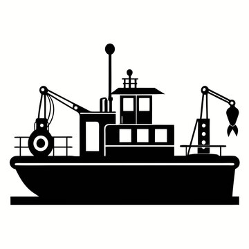 recommend clip art: Minimalist Suction Dredger Silhouette Vector