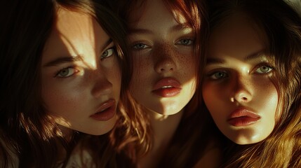 Sunlit Portraits of Three Young Women