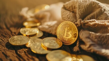 The Alluring World of Wealth: Gold Coin and Money Bag Financial Treasures
