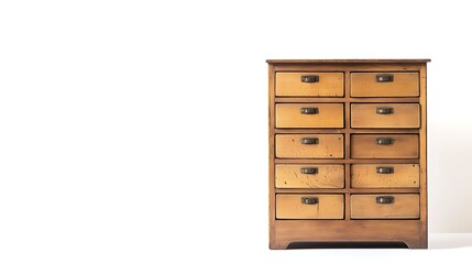 A wooden chest with a white background