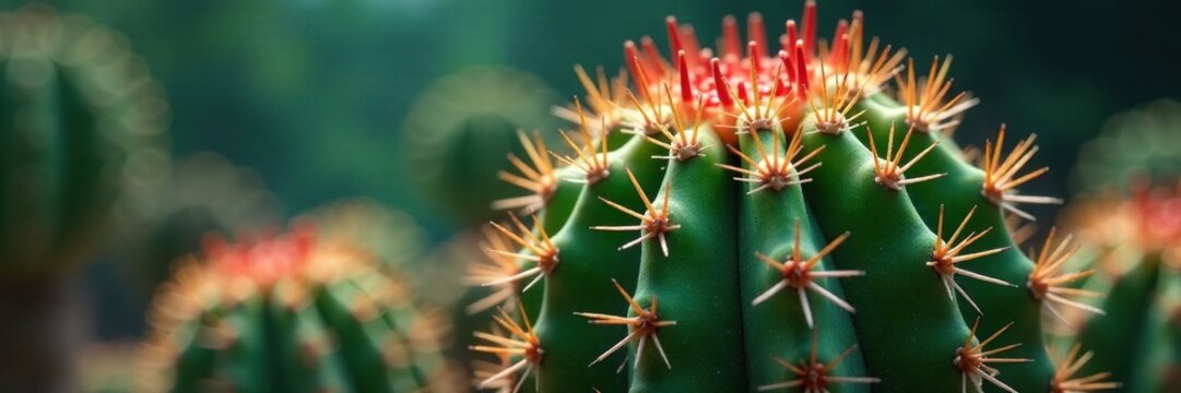 Prickly cactus plant with sharp spines and waxy stems, plant, cacti