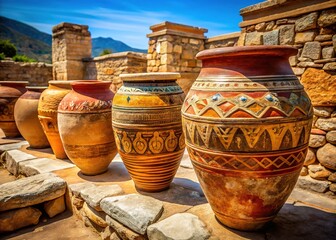 Minoan Pottery at Knossos Palace, Crete:  Ancient Greek Art