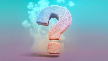 A colorful 3D question mark floats above a soft, textured background, symbolizing curiosity and inquiry.