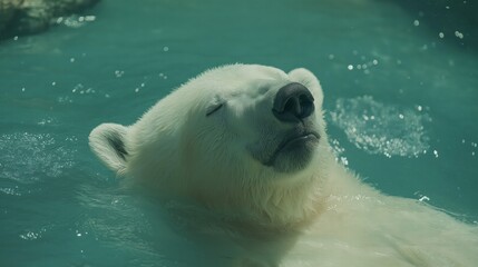 Serene Polar Bear Floating in Turquoise Water