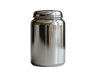 stainless steel canister with sleek design, perfect for storage. Its shiny surface reflects light beautifully, adding modern touch to any kitchen or pantry