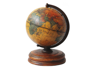 vintage style tabletop globe showcasing detailed world geography on solid wooden base, perfect for educational or decorative purposes