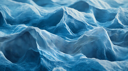 Obraz premium Textured blue fabric background with wrinkles creating depth and visual interest for design and textile applications. Snowwoven. Illustration