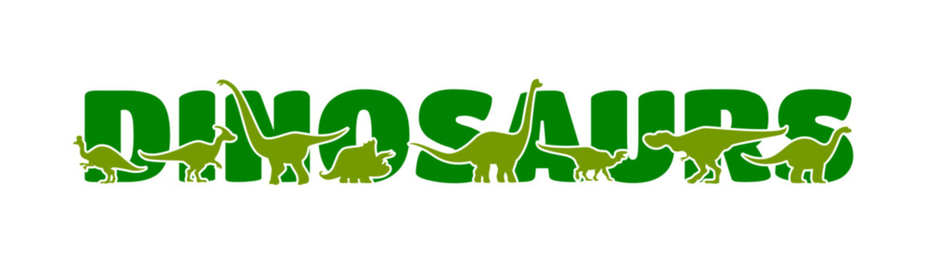 Dinosaurs silhouettes of prehistoric dino animals and jurassic reptiles. Vector jurassic tarbosaurus, triceratops, brachiosaurus and iguanodon, omeisaurus and corythosaurus dinosaurs green silhouettes