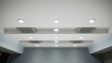 Modern White Ceiling Bulkhead with LED Lights - Grey Walls - Interior Design AI Art