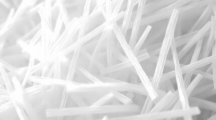 The close-up three-dimensional image of white plastic fibers, science and technology orientation. Snowwoven. Illustration