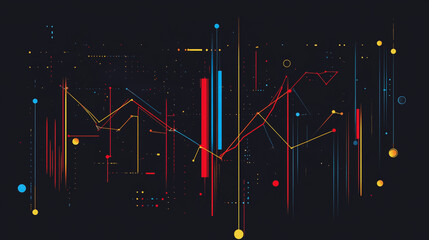 Obraz premium Abstract black background with Colorful charts and graphs with statistics to innovative analyze business potential and forecast future development of companies growth.