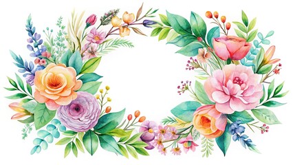 Pastel Floral Wreath, Wedding Invitation Design, Elegant Greenery