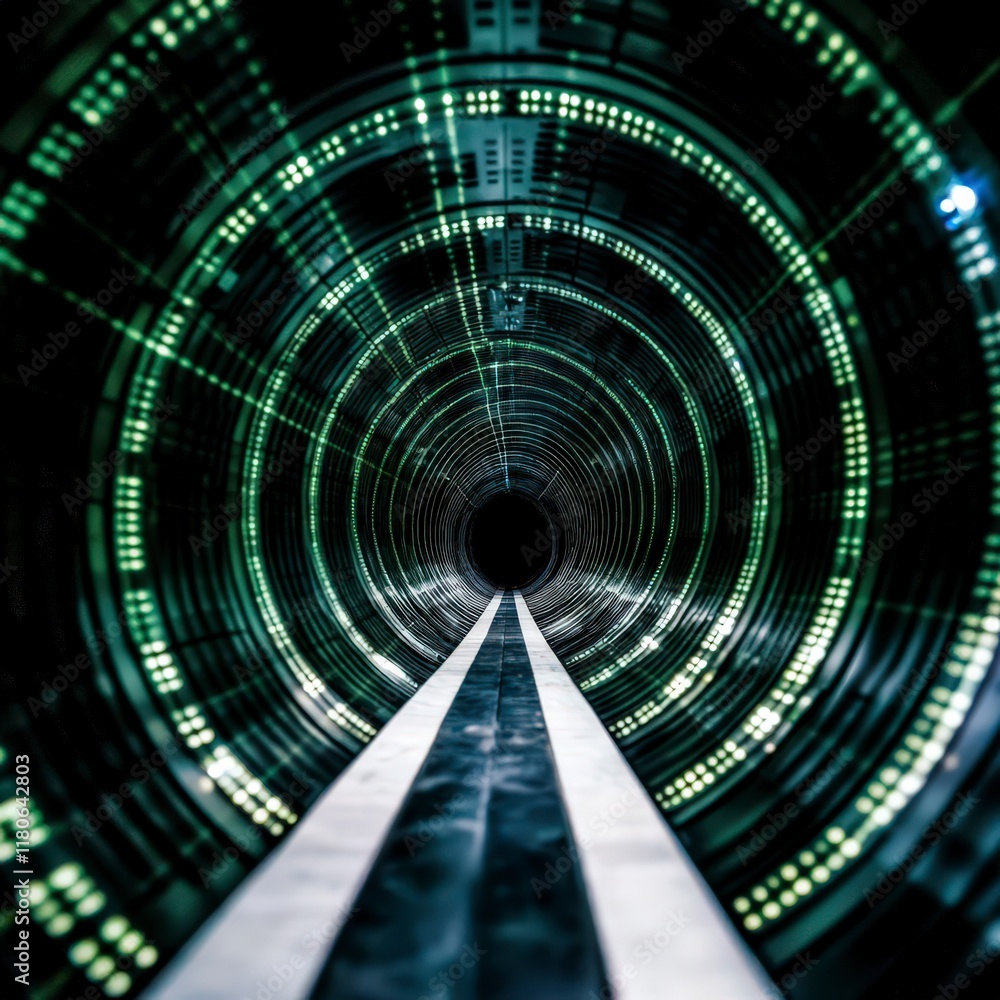 Aufkleber futuristic data tunnel abstract technology background digital stream network cyberspac