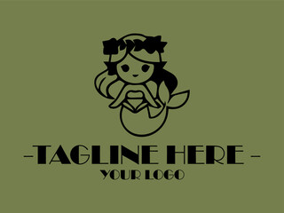 Crowned mermaid with flowing hair in a playful pose. Suitable for fantasy book covers, greeting cards, and mermaid themed designs, illustration vector