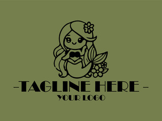 Crowned mermaid with flowing hair in a playful pose. Suitable for fantasy book covers, greeting cards, and mermaid themed designs, illustration vector