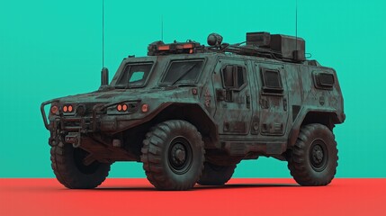 A vibrantly colored combat vehicle against a plain background --ar 16:9 --style raw --profile q9a3rgn --stylize 250 --v 6.1 Job ID: efca5bf1-1b5d-4fca-83aa-b5ac37a9fd2c