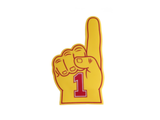 foam finger with number 1 sign, symbolizing support and enthusiasm for team or event. Perfect for sports fans and celebrations