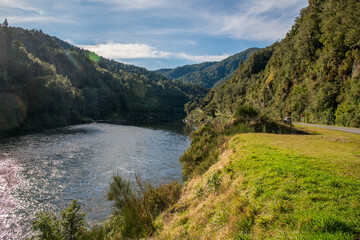 River scenery in the Lower Buller gorge between Westport and Inangahua Junction